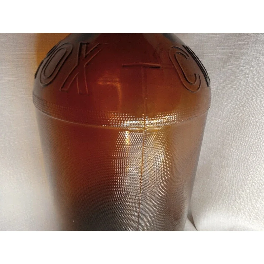 Vintage Clorox 1/2 Gallon Brown Glass Bottle Embossed One Finger W/ Original Lid